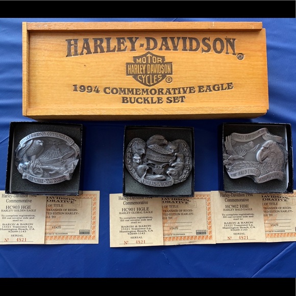 Harley Davidson Collector set of belt buckles.